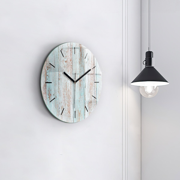 Round glass clock Pastel Wood