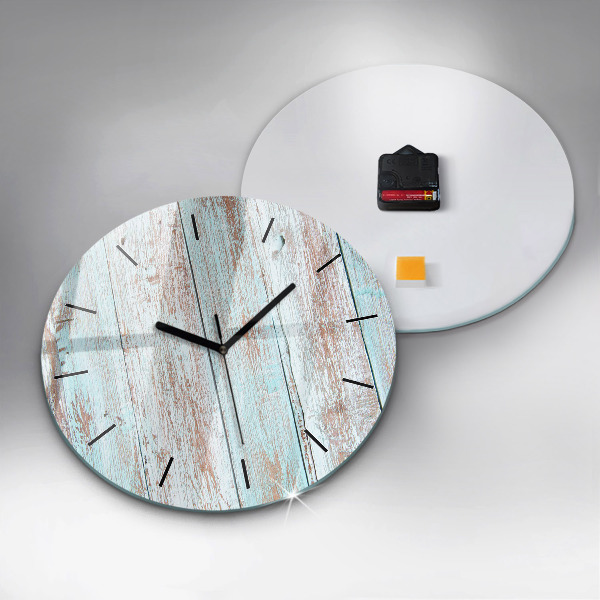 Round glass clock Pastel Wood