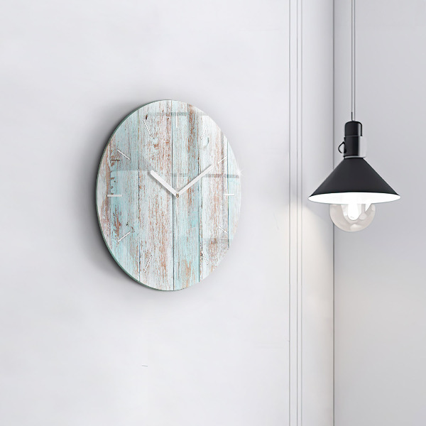 Round glass clock Pastel Wood