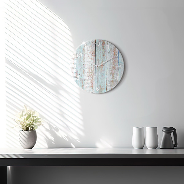 Round glass clock Pastel Wood