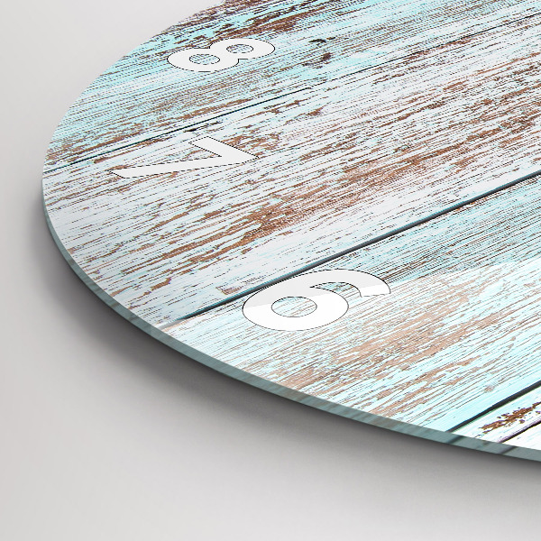 Round glass clock Pastel Wood