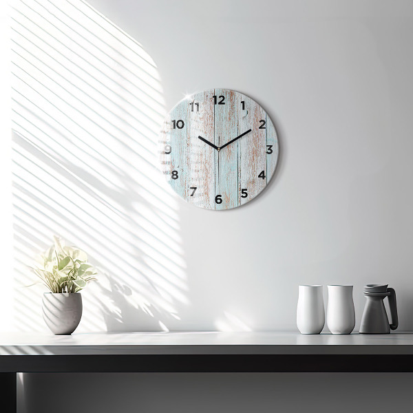 Round glass clock Pastel Wood