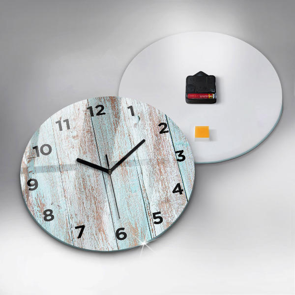 Round glass clock Pastel Wood