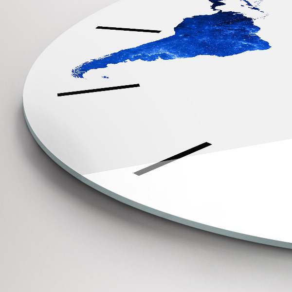 Round glass clock Space world map