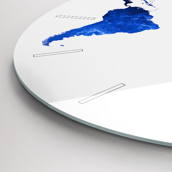 Round glass clock Space world map