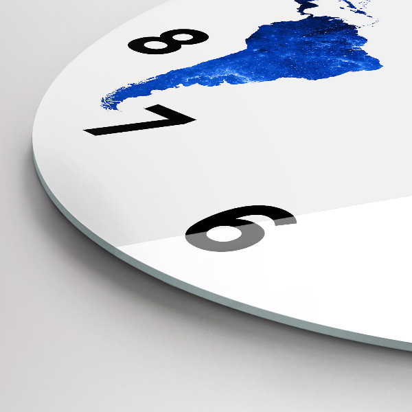 Round glass clock Space world map