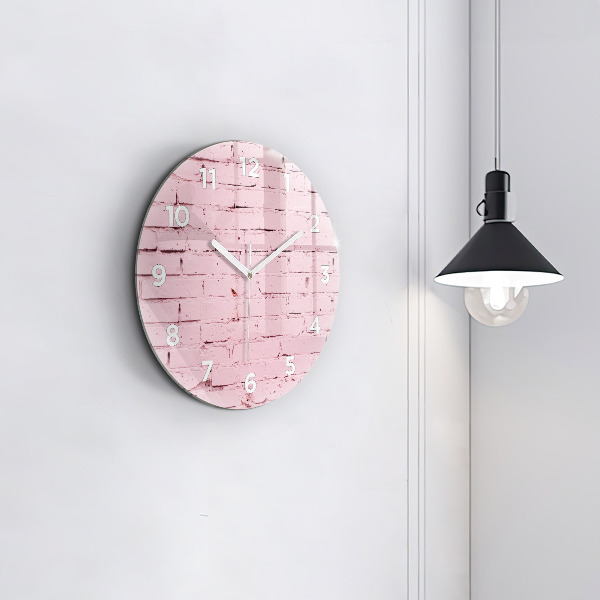 Round glass clock Brick wall