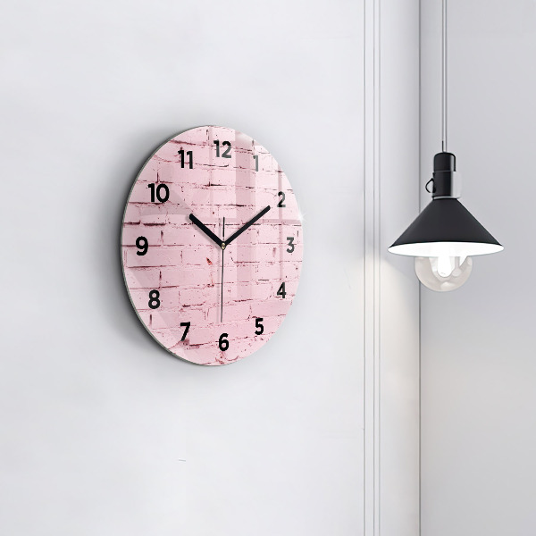 Round glass clock Brick wall