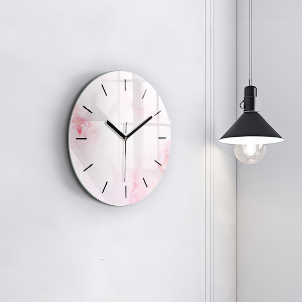 Round glass clock Blooming flowers