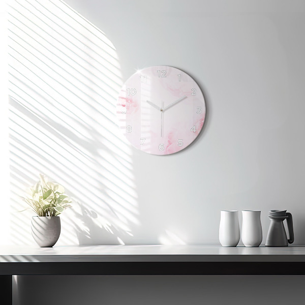 Round glass clock Blooming flowers