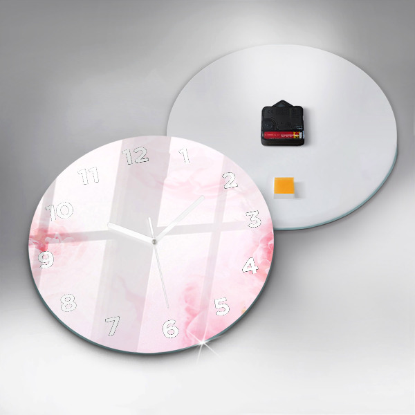 Round glass clock Blooming flowers
