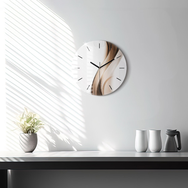 Round glass clock Abstraction line