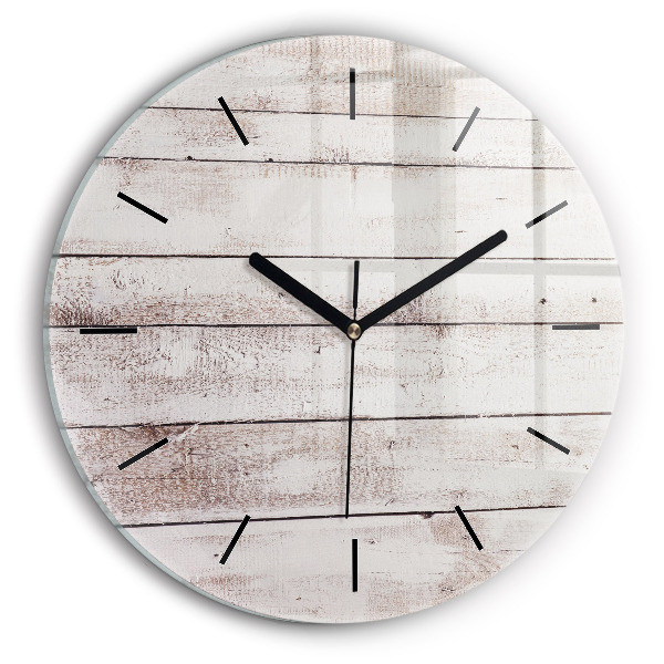 Round glass clock Light wood planks