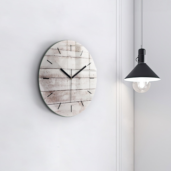Round glass clock Light wood planks