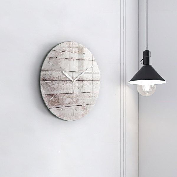 Round glass clock Light wood planks