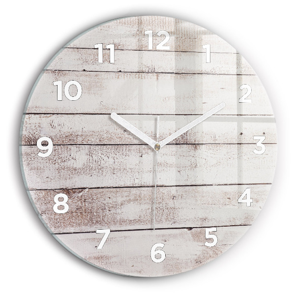 Round glass clock Light wood planks