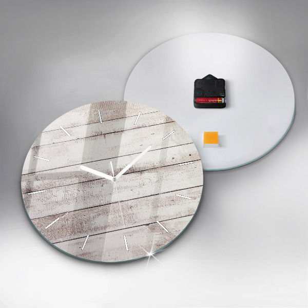 Round glass clock Light wood planks