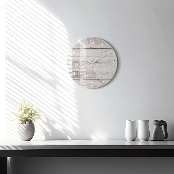 Round glass clock Light wood planks