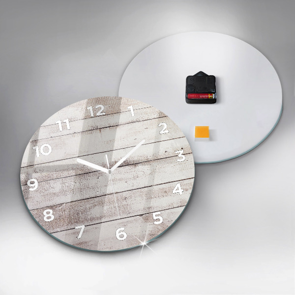 Round glass clock Light wood planks