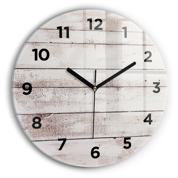 Round glass clock Light wood planks