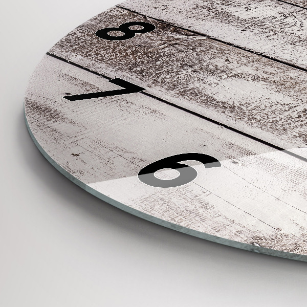 Round glass clock Light wood planks