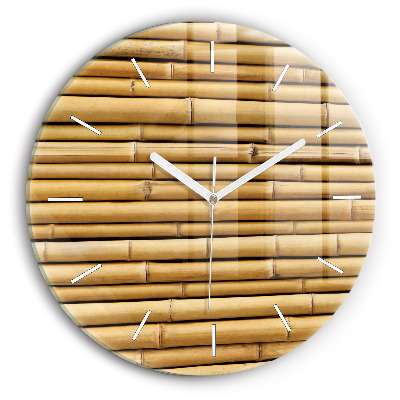 Round glass clock Bamboo sticks