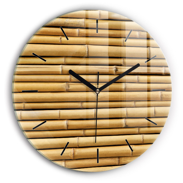 Round glass clock Bamboo sticks