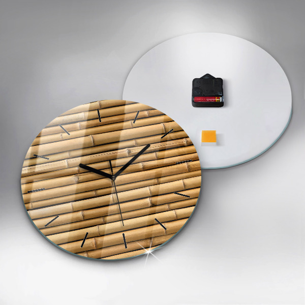 Round glass clock Bamboo sticks
