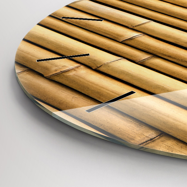 Round glass clock Bamboo sticks