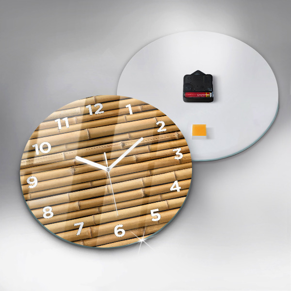 Round glass clock Bamboo sticks