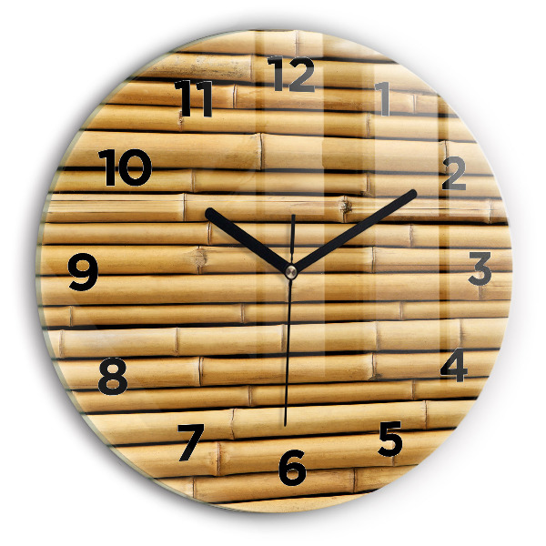 Round glass clock Bamboo sticks