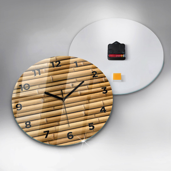 Round glass clock Bamboo sticks