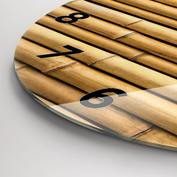 Round glass clock Bamboo sticks