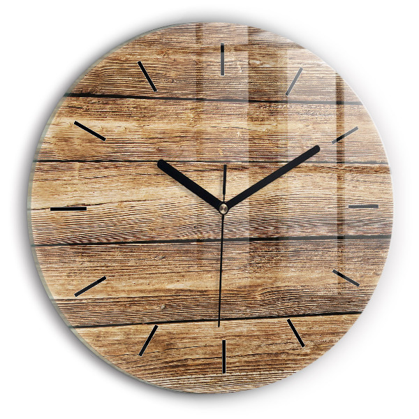 Round glass clock Wooden boards