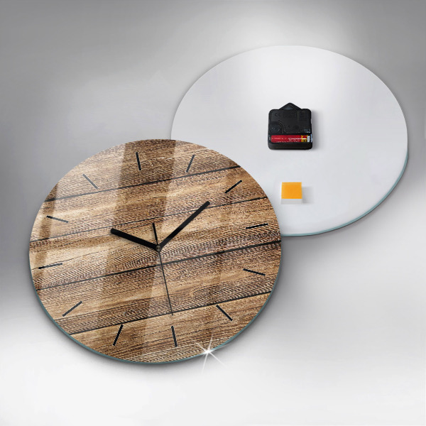 Round glass clock Wooden boards