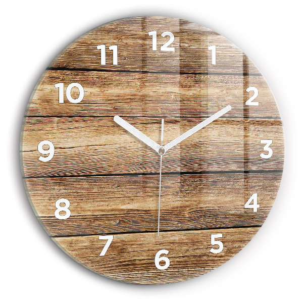 Round glass clock Wooden boards