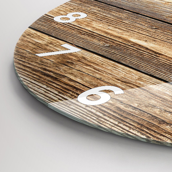 Round glass clock Wooden boards