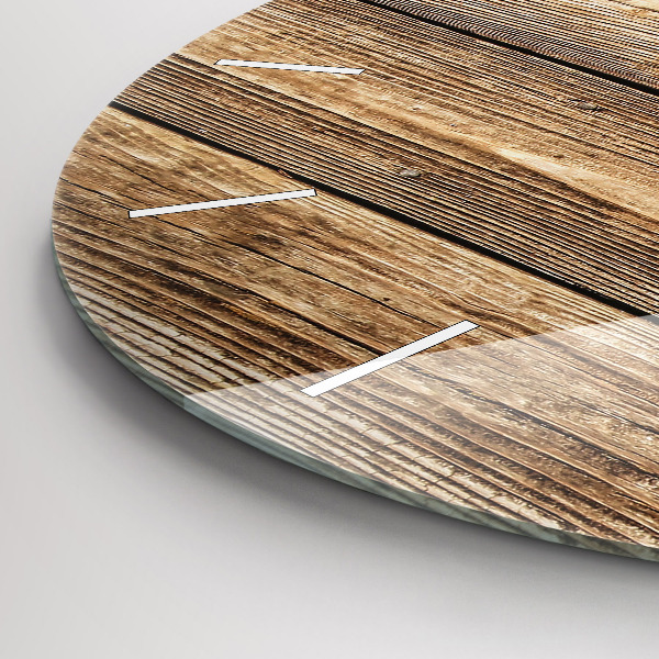 Round glass clock Wooden boards