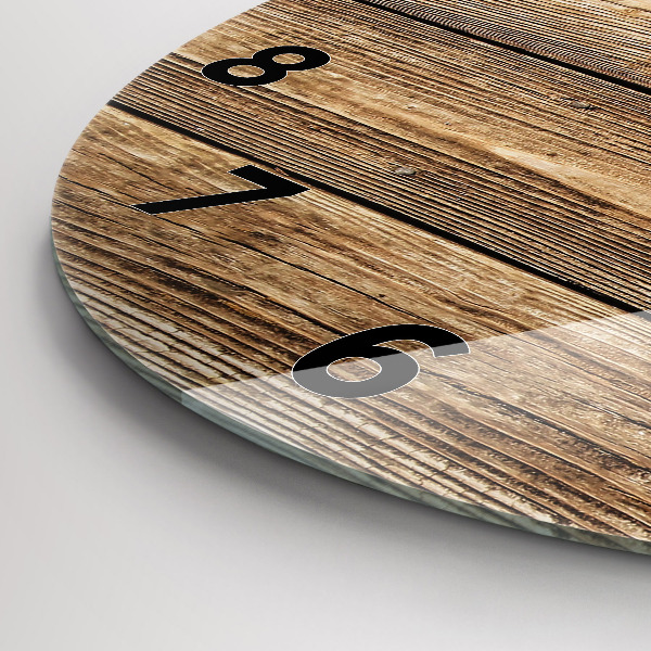 Round glass clock Wooden boards