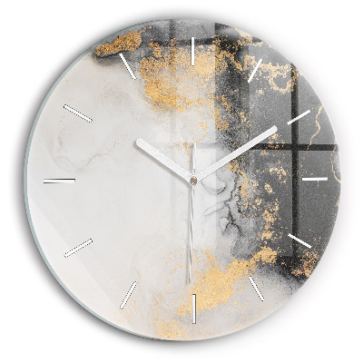 Round glass clock Artistic marble