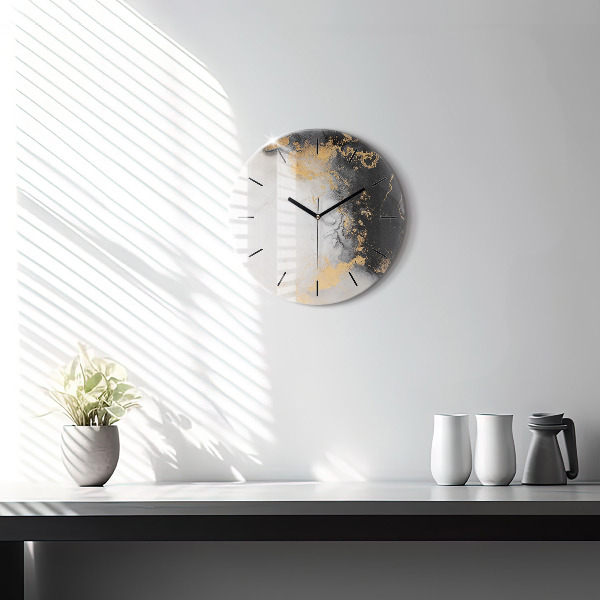 Round glass clock Artistic marble
