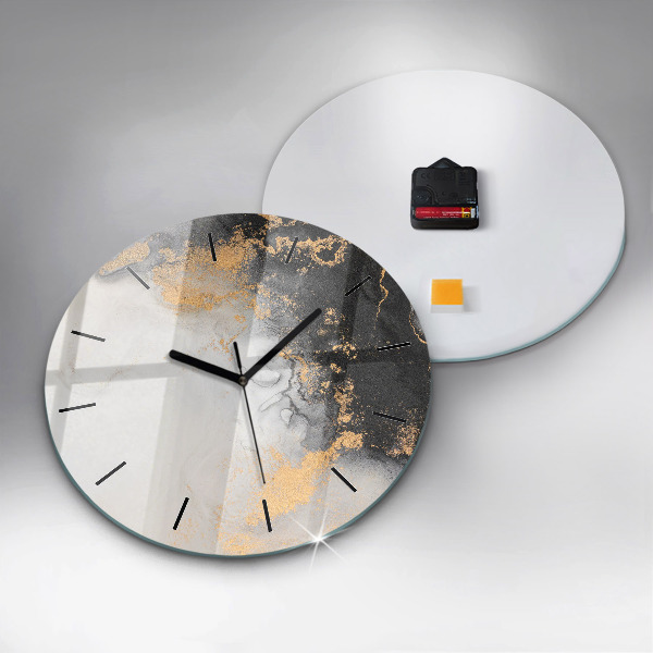 Round glass clock Artistic marble