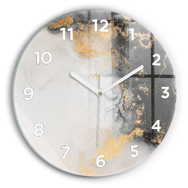 Round glass clock Artistic marble