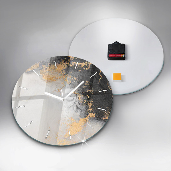 Round glass clock Artistic marble