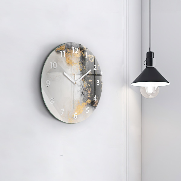 Round glass clock Artistic marble