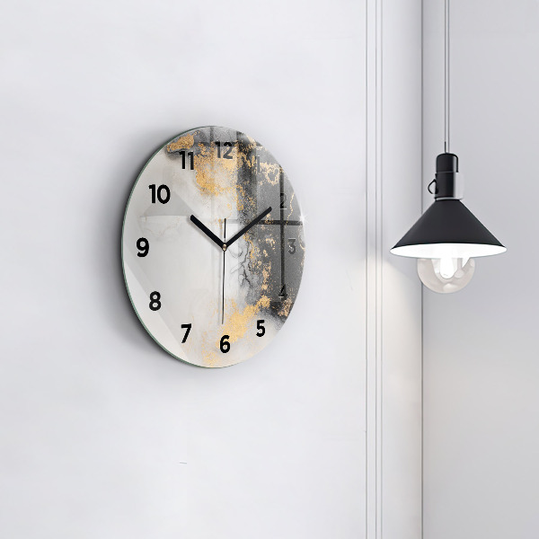 Round glass clock Artistic marble