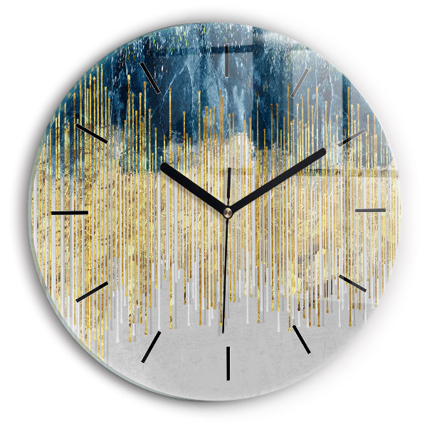 Round glass clock Decorative pattern and gold