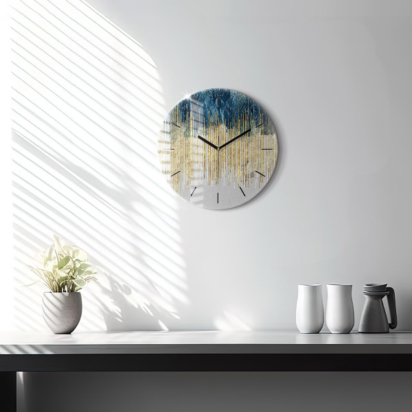 Round glass clock Decorative pattern and gold