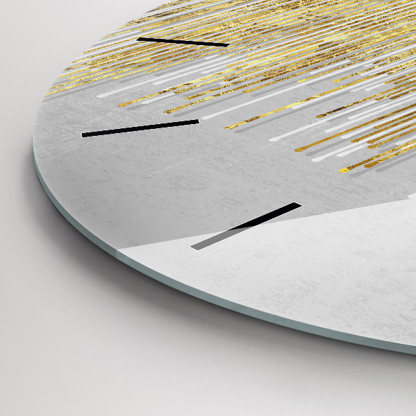 Round glass clock Decorative pattern and gold