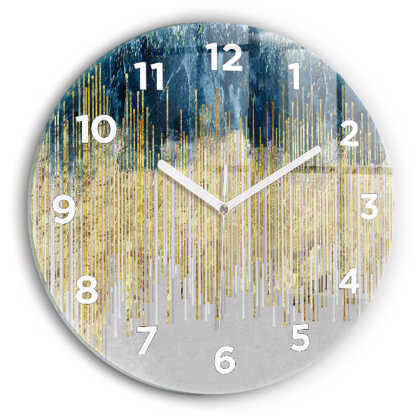 Round glass clock Decorative pattern and gold